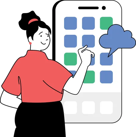 Girl use cloud app  Illustration