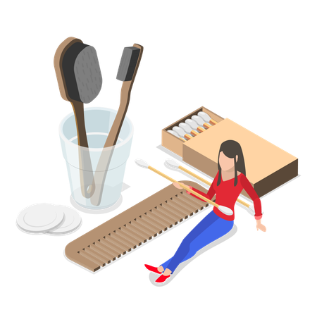 Girl use eco friendly things  Illustration