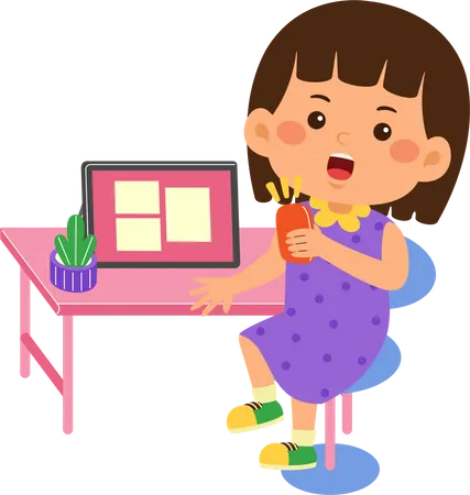 Girl use graphic tablet  Illustration