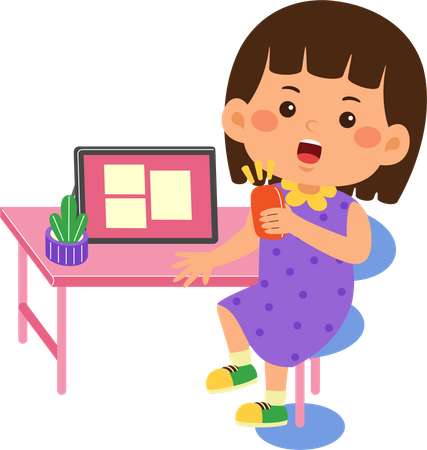 Girl use graphic tablet  Illustration