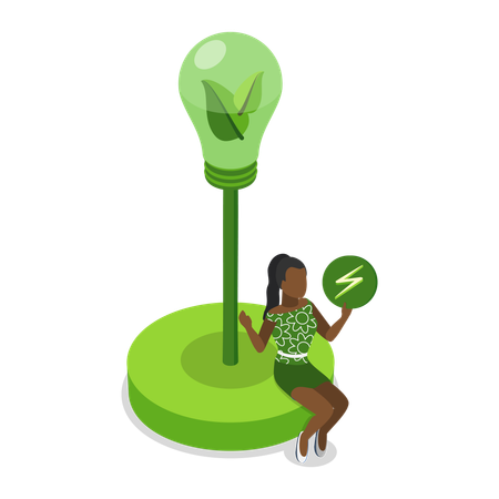 Girl use green energy  Illustration