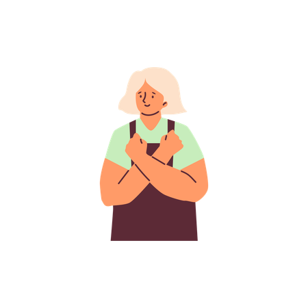 Girl use hands sign language for communicationn  Illustration