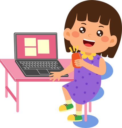 Girl use laptop  Illustration