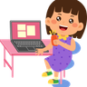 free girl use laptop illustrations