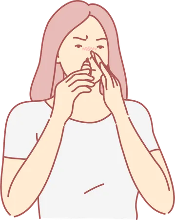 Girl use nose spray  Illustration