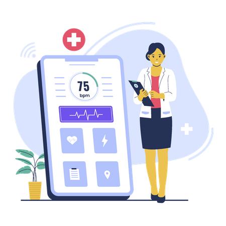 Girl use smart healthcare technology  Illustration