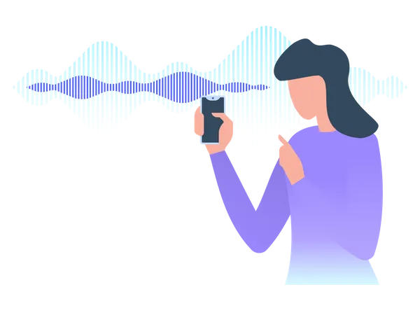 Girl use voice assistant  Illustration
