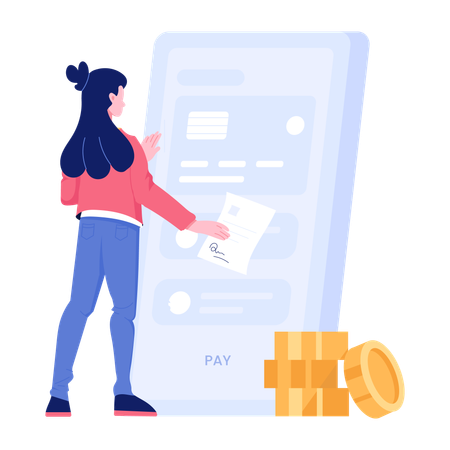 Girl using banking app  Illustration