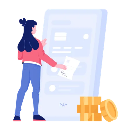 Girl using banking app  Illustration