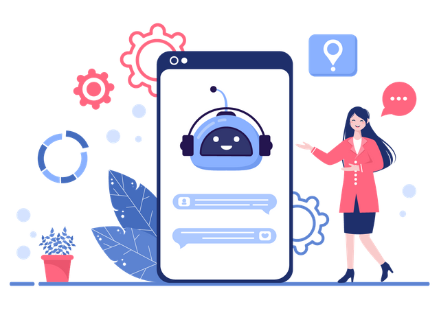 Girl using bot to find location  Illustration