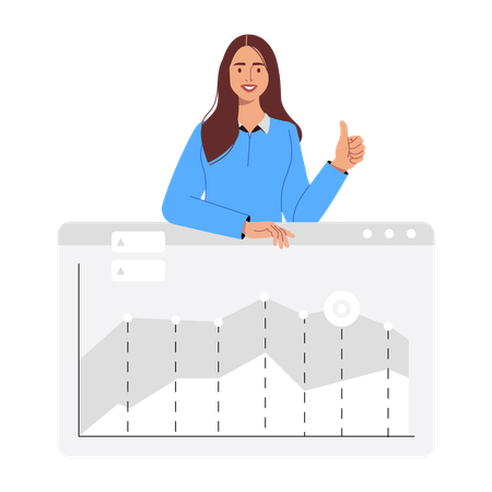 Girl using business dashboard  Illustration