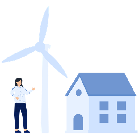 Girl using clean energy  Illustration
