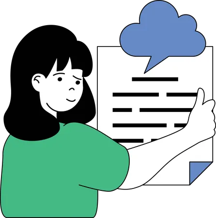 Girl using cloud document  Illustration