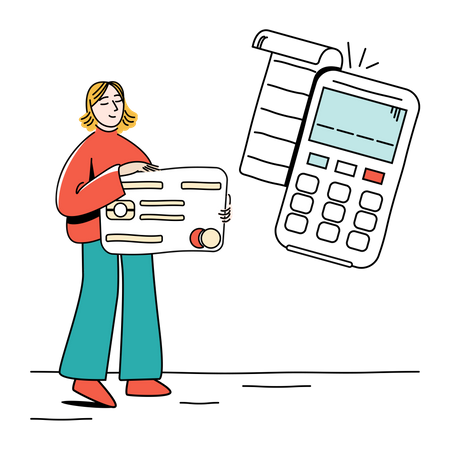 Girl using credit card  Illustration