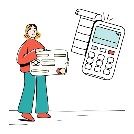 Girl using credit card  Illustration