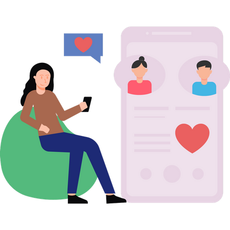 Girl using dating app  Illustration