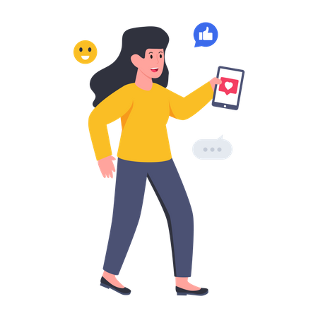 Girl using dating app  Illustration