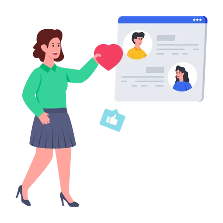 Girl using dating website  Illustration