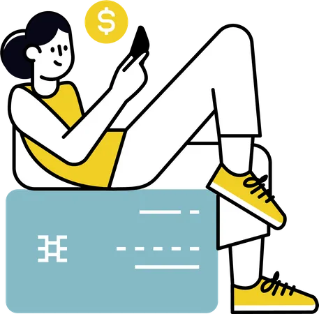 Girl using E-banking facilities  Illustration