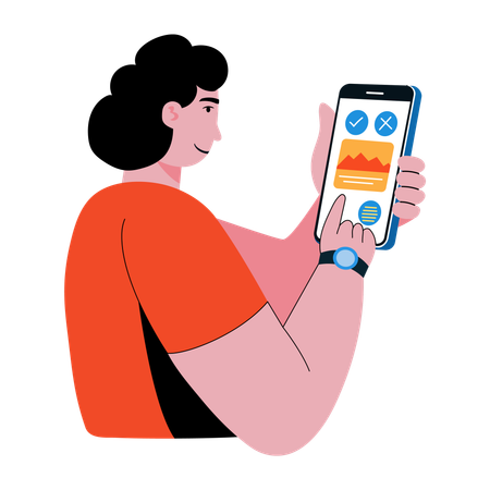 Girl using fitness app  Illustration