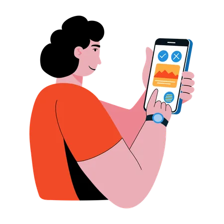 Girl using fitness app  Illustration