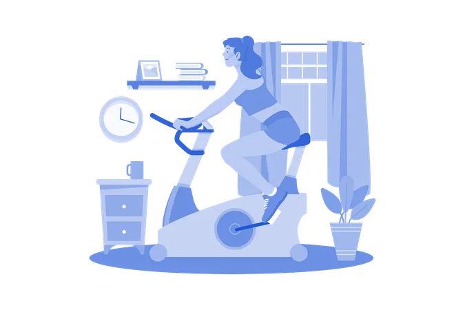 Stationary Bicycle And Indoor Cycling Illustration