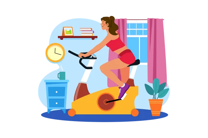 Stationary Bicycle And Indoor Cycling Illustration Concept On White Background Illustration