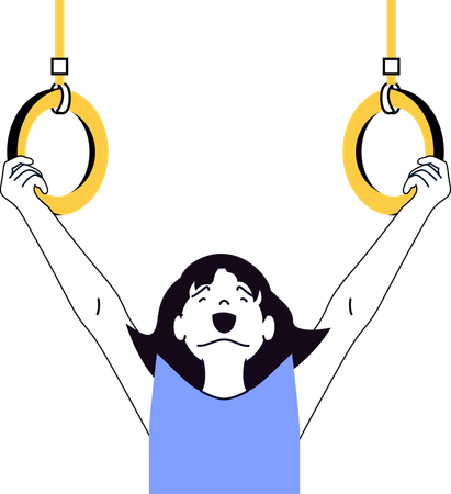 Girl using gymnastic rings  Illustration