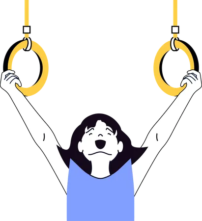 Girl using gymnastic rings  Illustration