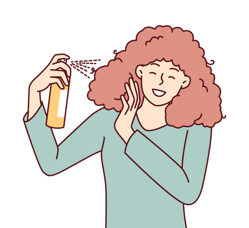 Girl using hair spray  Illustration