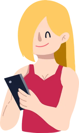 Girl using Handphone  Illustration