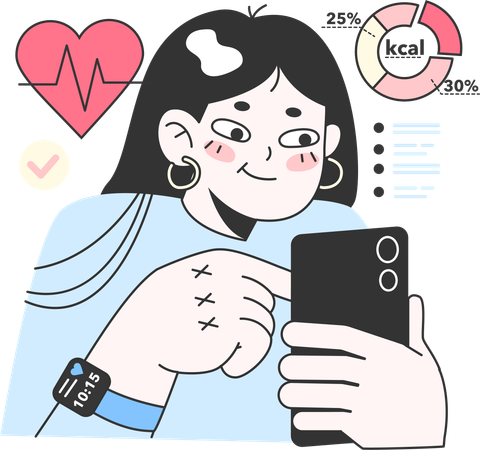 Girl using healthcare app  Illustration