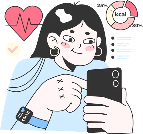 Girl using healthcare app  Illustration