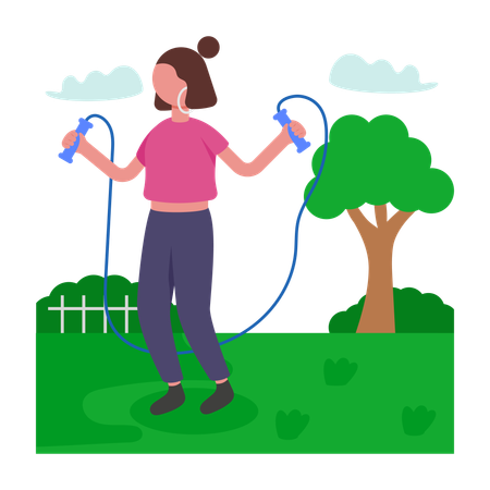 Girl using Jumping Rope  Illustration