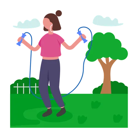 Girl using Jumping Rope  Illustration