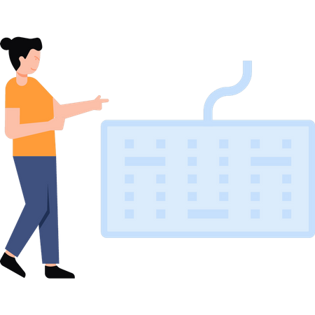 Girl using keyboard  Illustration
