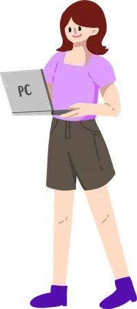 Girl using Laptop  Illustration