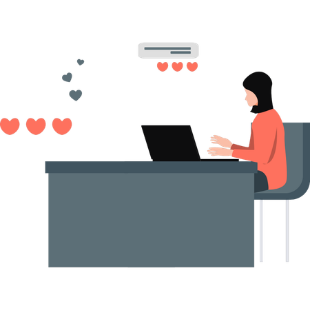 Girl using laptop for online dating  Illustration