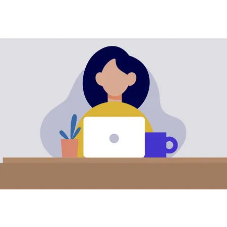 Girl using laptop  Illustration