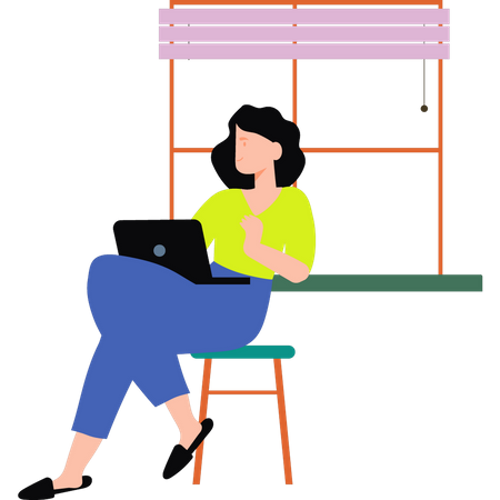 Girl using laptop  Illustration