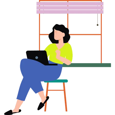 Girl using laptop  Illustration