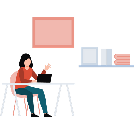 Girl using laptop  Illustration