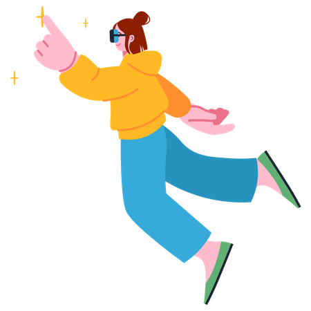 Girl using metaverse tech  Illustration