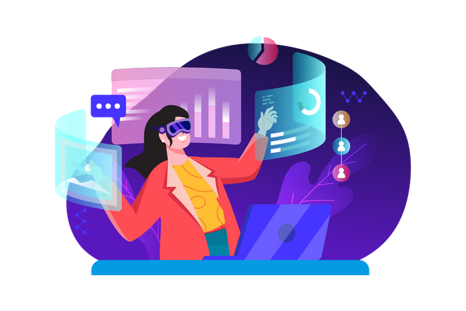 Girl using Metaverse Technology  Illustration