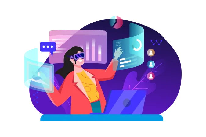 Girl using Metaverse Technology  Illustration