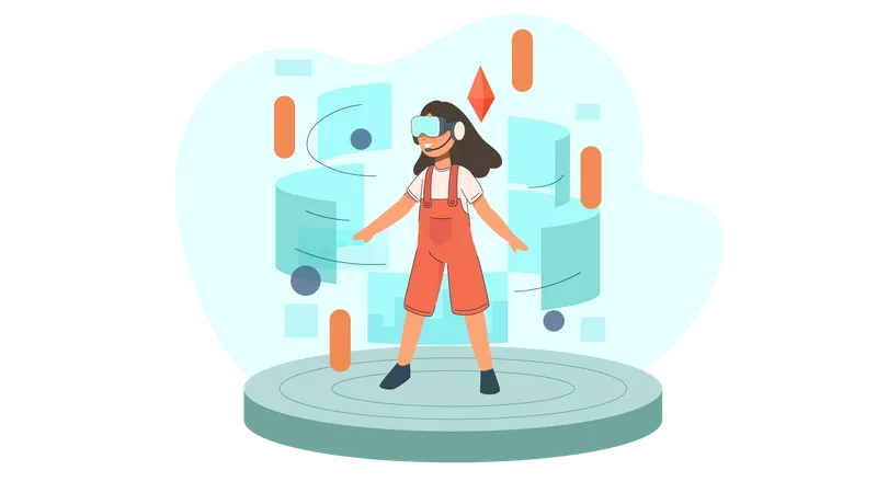 Girl using Metaverse technology  Illustration