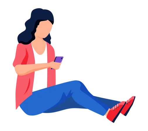 Girl using mobile Illustration