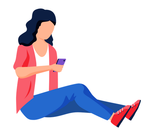 Girl using mobile  Illustration