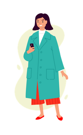 Girl using mobile  Illustration