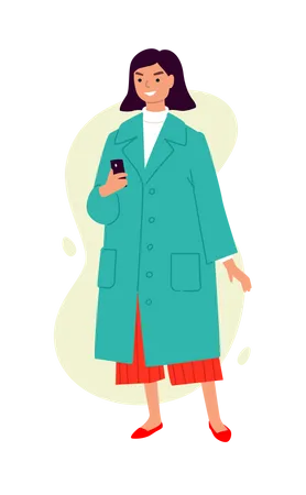 Girl using mobile  Illustration